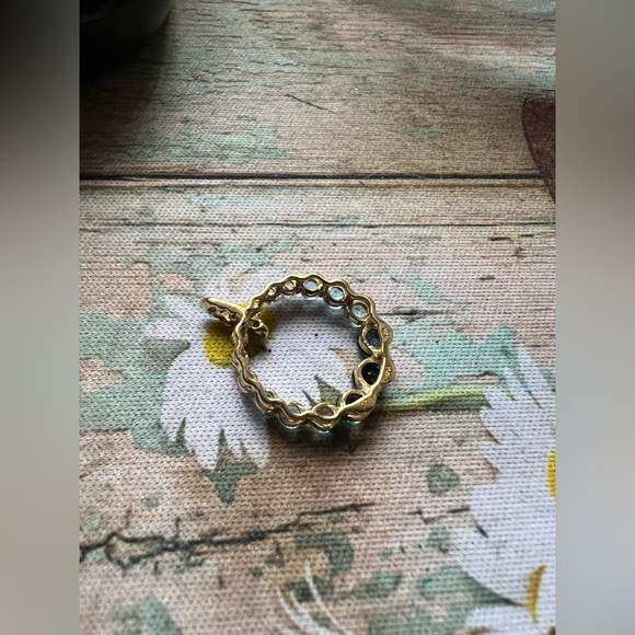 Elegant 10k Gold & Blue Gemstone Hoop Pendant - Picture 5 of 5